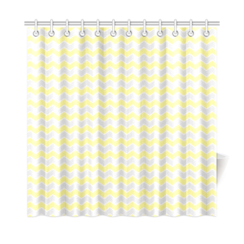 Lemon Grey Pattern Zig Zag Chevron Shower Curtain 72"x72"