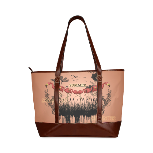 Summer design with flamingo Tote Handbag (Model 1642)