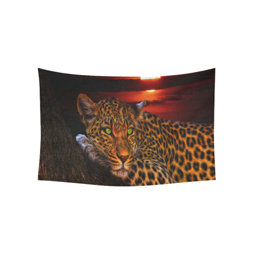 Leopard Sunset Cotton Linen Wall Tapestry 60"x 40"