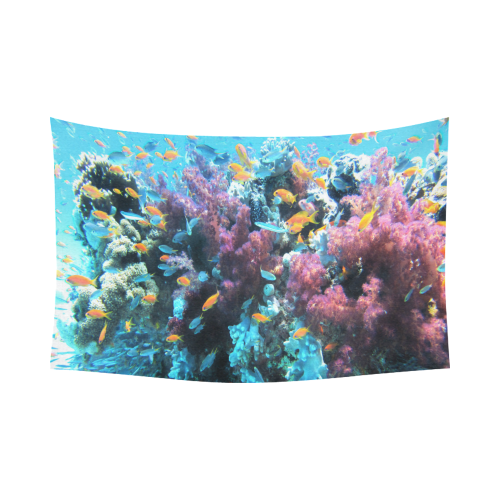 Coral Reef Saltwater Fantasy Cotton Linen Wall Tapestry 90"x 60"