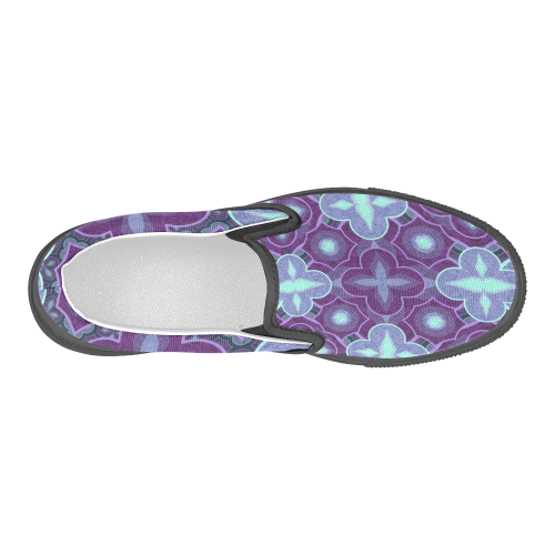 Purple blue pattern Men's Slip-on Canvas Shoes (Model 019)