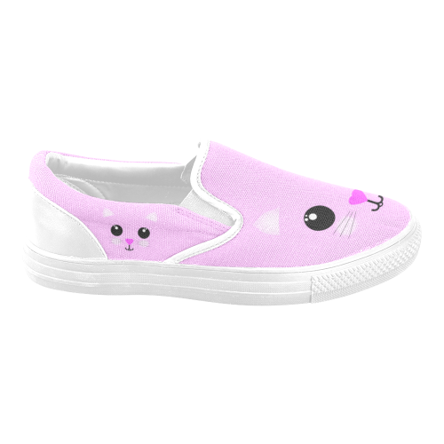 Kawaii Kitty Women's Unusual Slip-on Canvas Shoes (Model 019)