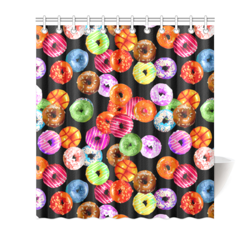 Colorful Yummy DONUTS pattern Shower Curtain 66"x72"
