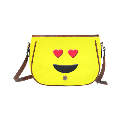 Emoticon Heart Smiley Saddle Bag/Large (Model 1649)