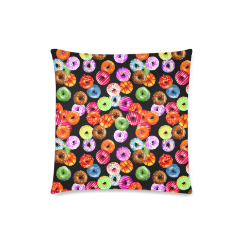 Colorful Yummy DONUTS pattern Custom Zippered Pillow Case 18"x18" (one side)