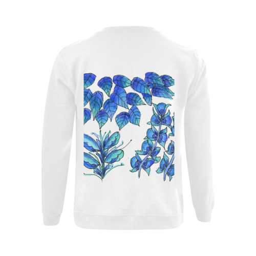 Pretty Blue Flowers, Aqua Garden Zendoodle Gildan Crewneck Sweatshirt(NEW) (Model H01)