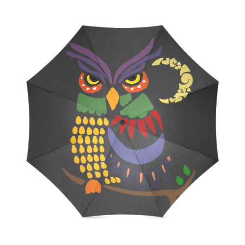 Cool Colorful Owl and Moon Abstract Art Foldable Umbrella (Model U01)