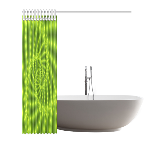 Glossy Lime Green  Beads Spiral Fractal Shower Curtain 72"x72"