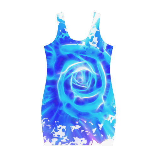 Blue Fractal Rose Medea Vest Dress (Model D06)