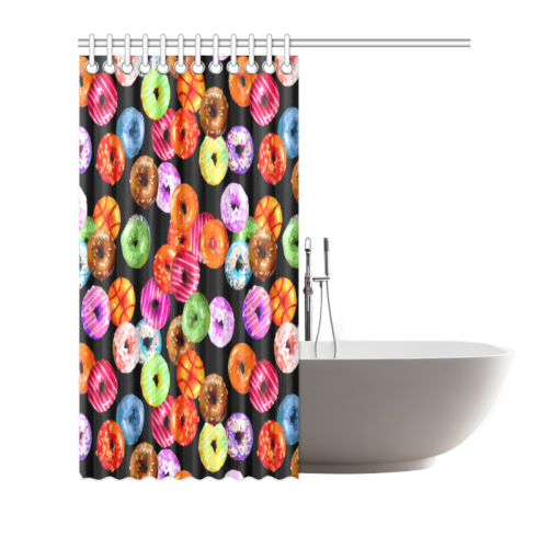 Colorful Yummy DONUTS pattern Shower Curtain 66"x72"