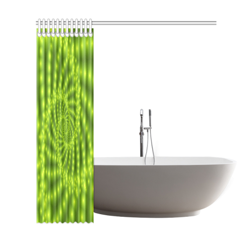 Glossy Lime Green  Beads Spiral Fractal Shower Curtain 69"x72"