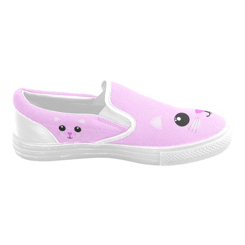 Kawaii Kitty Women's Unusual Slip-on Canvas Shoes (Model 019)