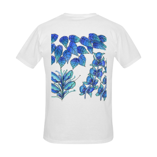 Pretty Blue Flowers, Aqua Garden Zendoodle Men's Slim Fit T-shirt (Model T13)