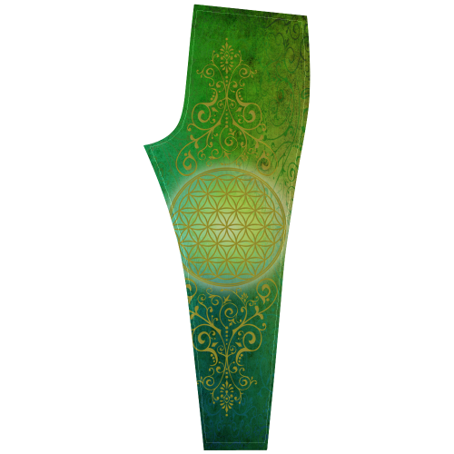 Symbol FLOWER OF LIFE vintage gold green Cassandra Women's Leggings (Model L01)