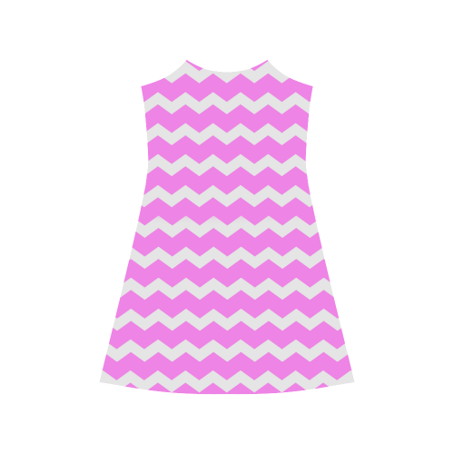 Modern Trendy Pink Pastell Grey Zig Zag Pattern Chevron Alcestis Slip Dress (Model D05)