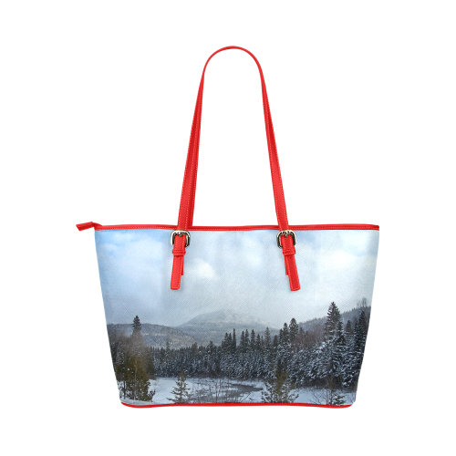 Winter Wonderland Leather Tote Bag/Small (Model 1651)