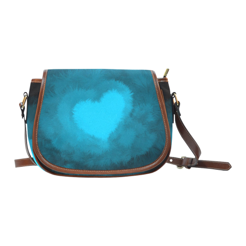 Blue Fluffy Heart Saddle Bag/Small (Model 1649) Full Customization