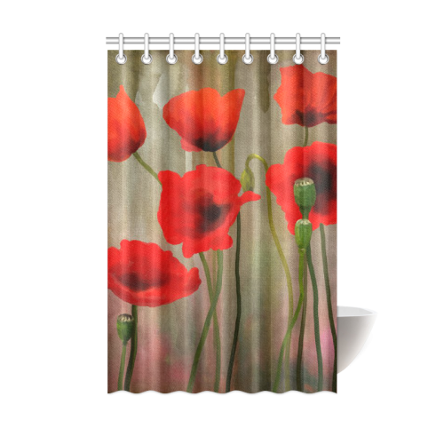 Watercolor Poppies Shower Curtain 48"x72"