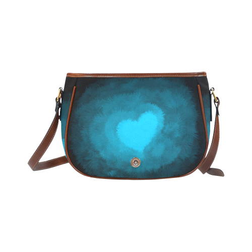 Blue Fluffy Heart Saddle Bag/Small (Model 1649) Full Customization