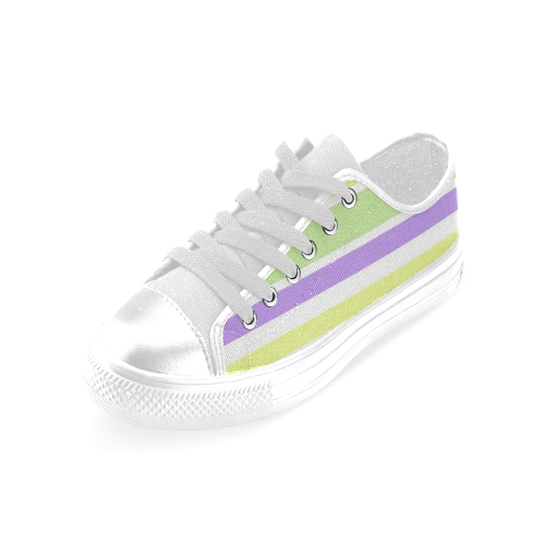 Yellow Purple Green Stripes Men's Classic Canvas Shoes (Model 018)