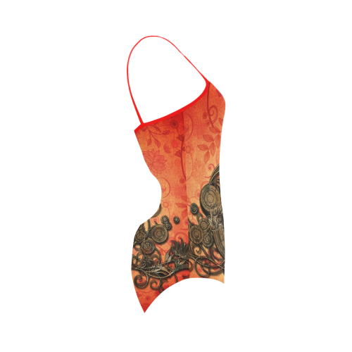 Decorative design, red and black Strap Swimsuit ( Model S05)