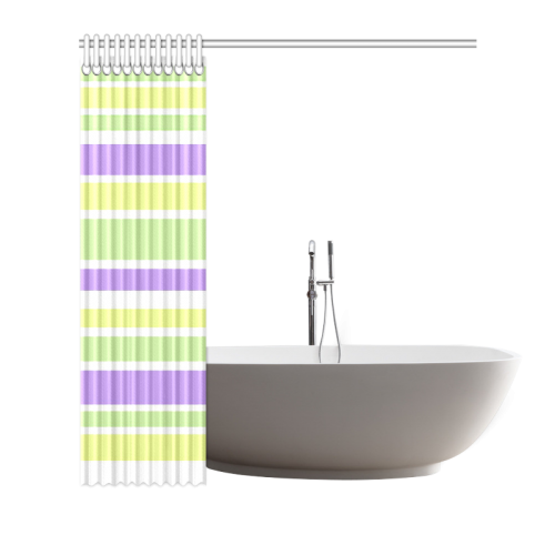 Yellow Green Purple Stripes Pattern Shower Curtain 72"x72"