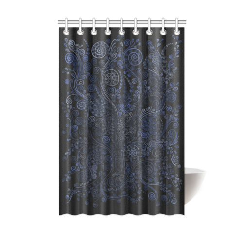 Ornamental Blue on Gray Shower Curtain 48"x72"