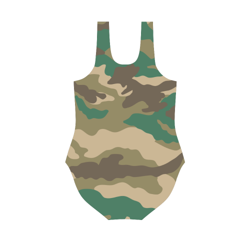 Woodland Camo Vest One Piece Swimsuit (Model S04)