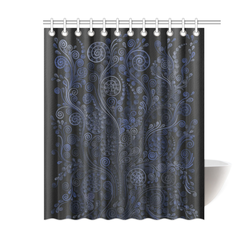 Ornamental Blue on Gray Shower Curtain 60"x72"