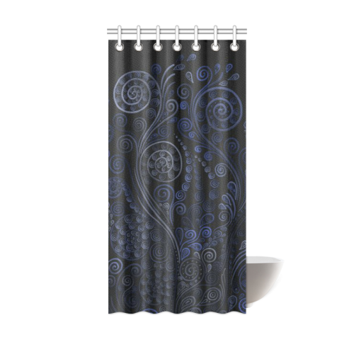 Ornamental blue on gray Shower Curtain 36"x72"