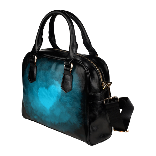 Blue Fluffy Heart Shoulder Handbag (Model 1634)