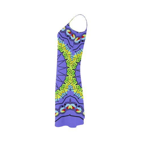 Trendy Modern Mandala Blue Green Star Dreamcatcher Alcestis Slip Dress (Model D05)