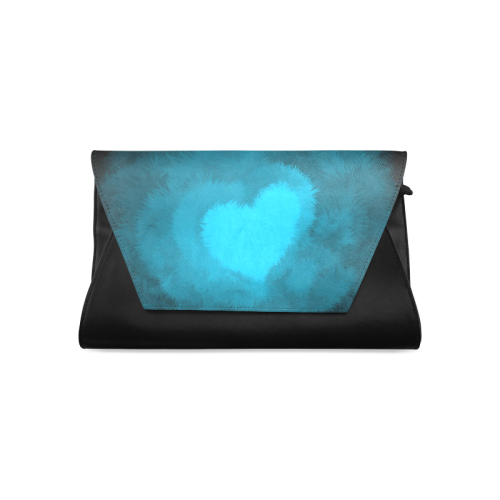 Blue Fluffy Heart Clutch Bag (Model 1630)