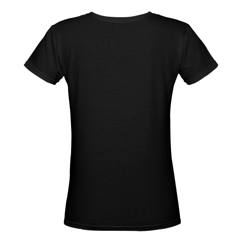 Black gibson-es-345 Women's Deep V-neck T-shirt (Model T19)