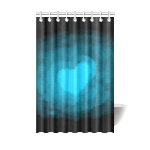Blue Fluffy Heart Shower Curtain 48"x72"