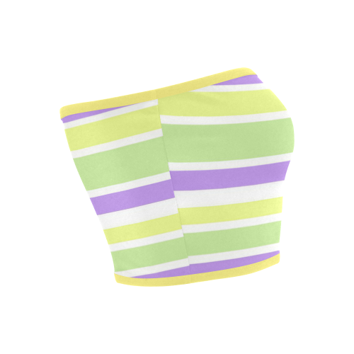 Yellow Green Purple Stripes Pattern Bandeau Top