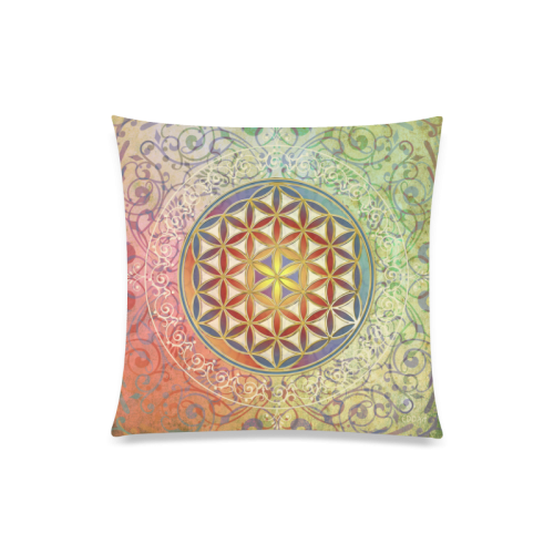 FLOWER OF LIFE vintage ornaments green red Custom Zippered Pillow Case 20"x20"(Twin Sides)