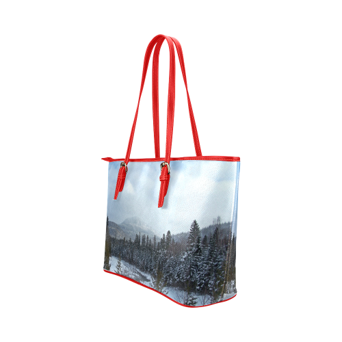 Winter Wonderland Leather Tote Bag/Small (Model 1651)