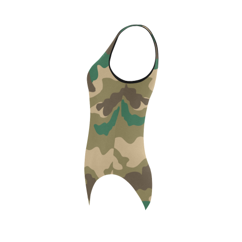 Woodland Camo Vest One Piece Swimsuit (Model S04)