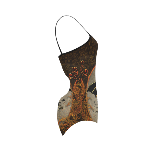 Dragon with swords and wings Strap Swimsuit ( Model S05)