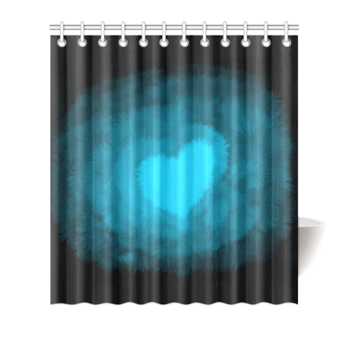 Blue Fluffy Heart Shower Curtain 66"x72"