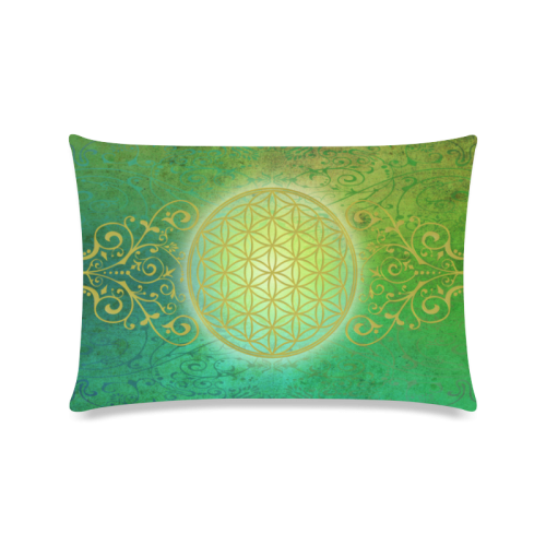 Symbol FLOWER OF LIFE vintage gold green Custom Zippered Pillow Case 16"x24"(Twin Sides)