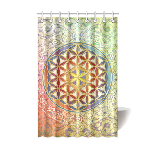 FLOWER OF LIFE vintage ornaments green red Shower Curtain 48"x72"