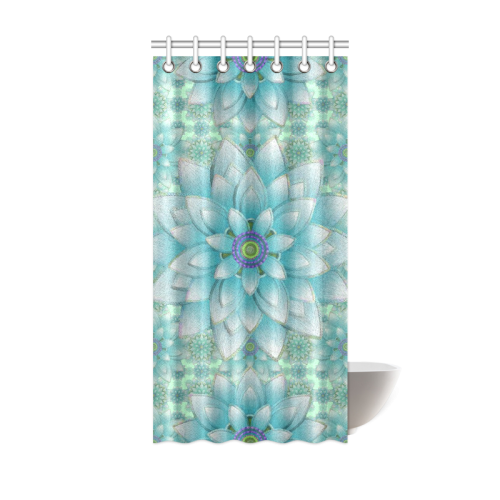 Turquoise Happy Lotus Shower Curtain 36"x72"