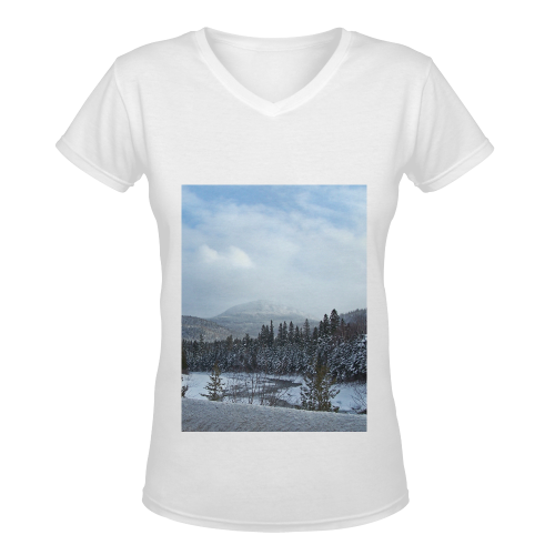Winter Wonderland Women's Deep V-neck T-shirt (Model T19)
