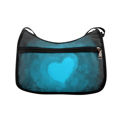 Blue Fluffy Heart Crossbody Bags (Model 1616)