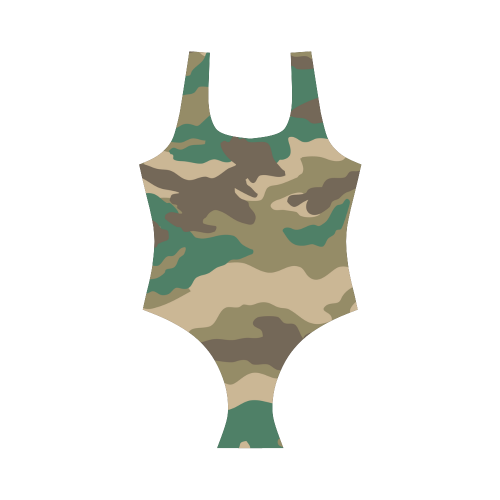 Woodland Camo Vest One Piece Swimsuit (Model S04)