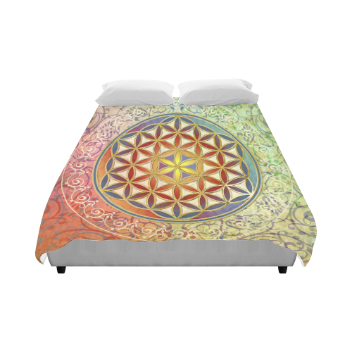 FLOWER OF LIFE vintage ornaments green red Duvet Cover 86"x70" ( All-over-print)
