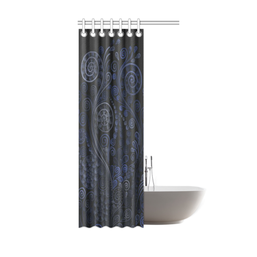Ornamental blue on gray Shower Curtain 36"x72"