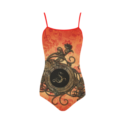 Decorative design, red and black Strap Swimsuit ( Model S05)